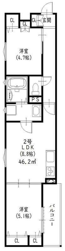 クリエオーレ下神田Ⅰの物件間取画像