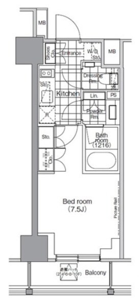 門前仲町駅 徒歩2分 7階の物件間取画像