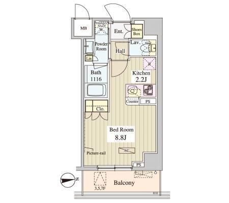 ＷＡＳＥＤＡ　ＡＰＡＲＴＭＥＮＴの物件間取画像