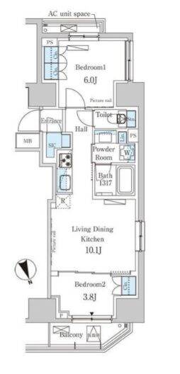 パークアクシス虎ノ門の物件間取画像