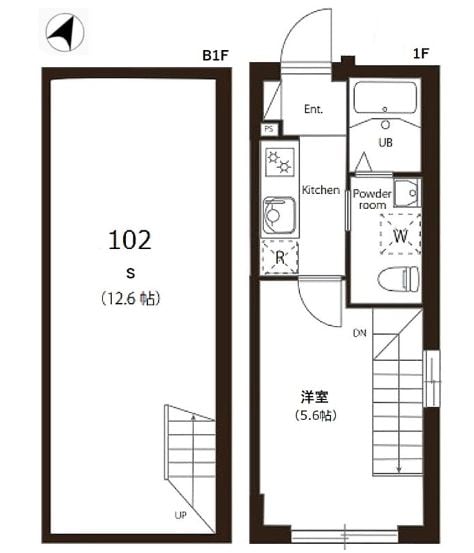 不動前駅 徒歩7分 B1-1階の物件間取画像