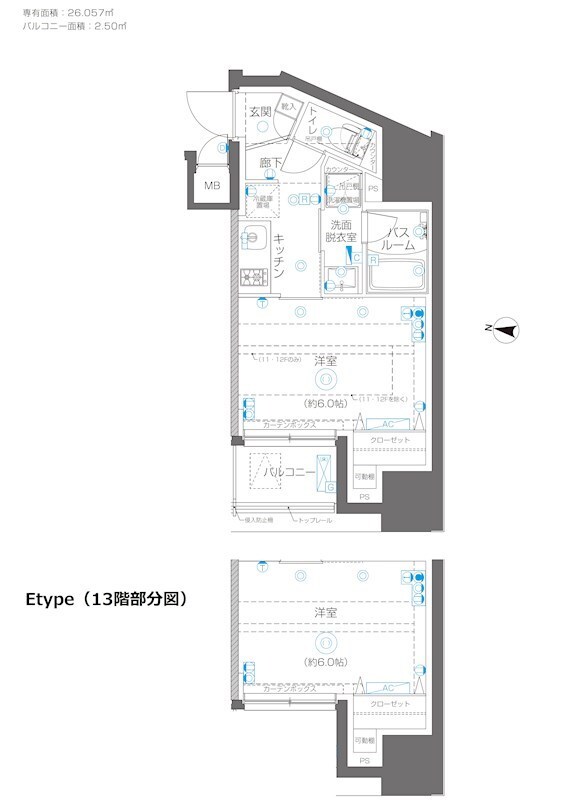 大島駅 徒歩4分 13階の物件間取画像