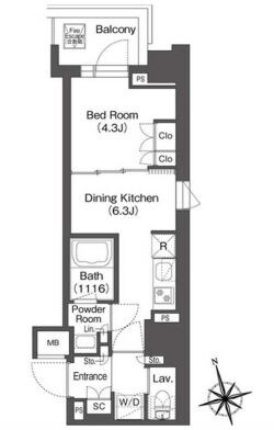 ミリアレジデンス浅草駒形の物件間取画像