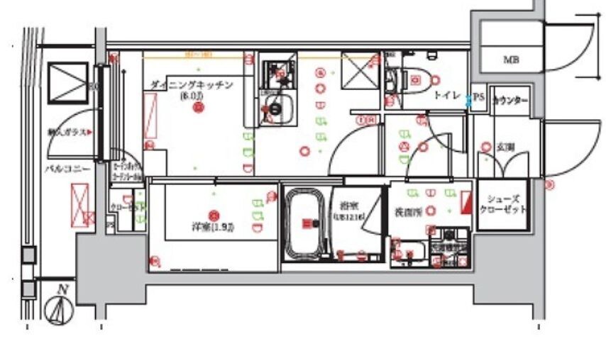 要町駅 徒歩6分 9階の物件間取画像