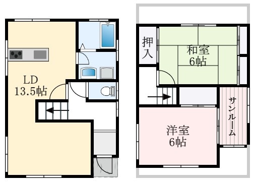 北野田駅 徒歩18分 1-2階の物件間取画像