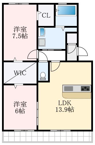 カーサ高善B棟の物件間取画像