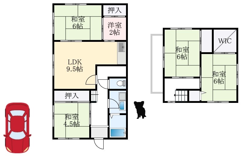 和泉中央駅 徒歩7分 1-2階の物件間取画像