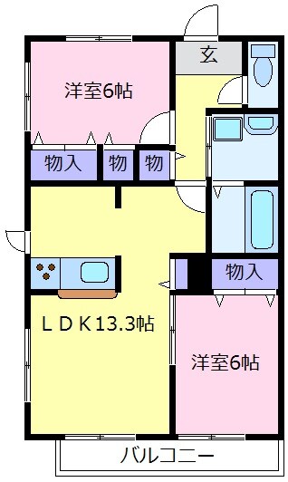 萩原天神駅 徒歩20分 2階の物件間取画像