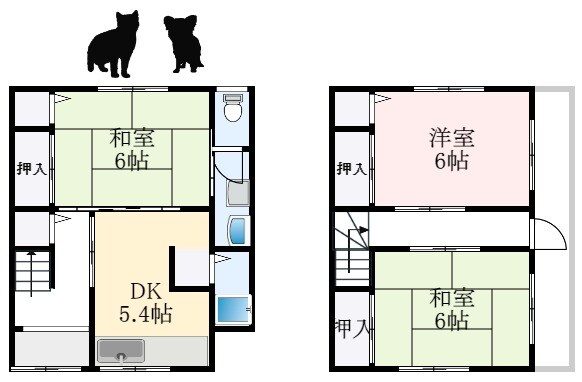 萩原天神駅 徒歩7分 1-2階の物件間取画像