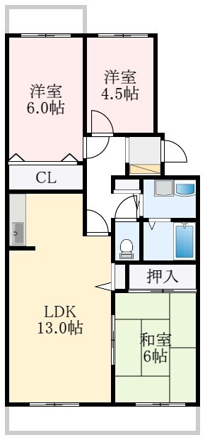 喜志駅 徒歩12分 3階の物件間取画像