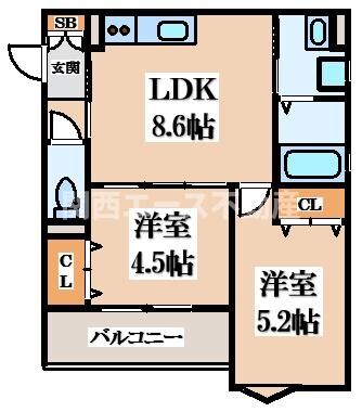 クリエオーレ東石切町の物件間取画像