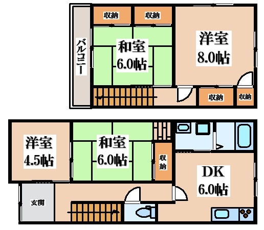 水走２丁目貸家の物件間取画像