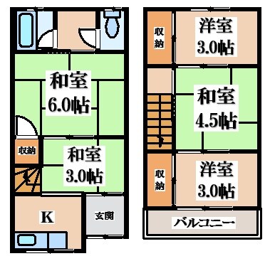 大蓮南１丁目貸家の物件間取画像