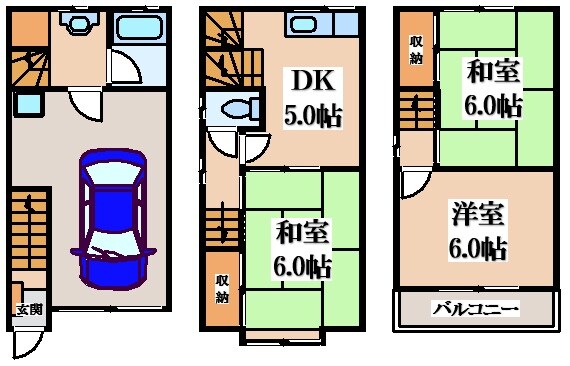 日下町８丁目貸家の物件間取画像