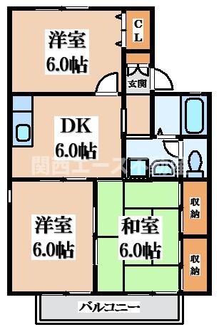 グリーンシャルマンA棟の物件間取画像