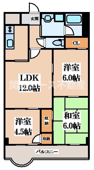 八戸ノ里駅 徒歩18分 5階の物件間取画像