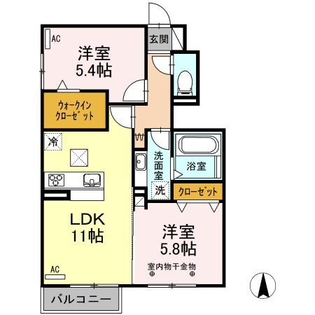 西岐阜駅 徒歩53分 1階の物件間取画像