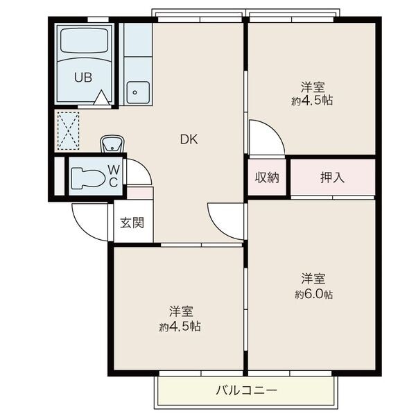 せきてらす前駅 徒歩17分 2階の物件間取画像