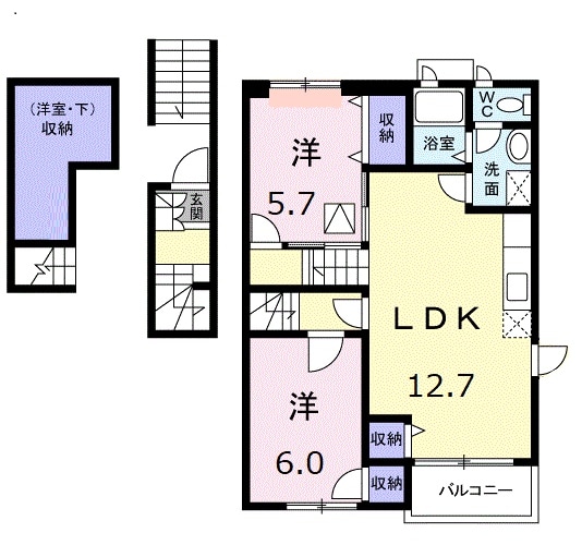 北方真桑駅 徒歩27分 2階の物件間取画像