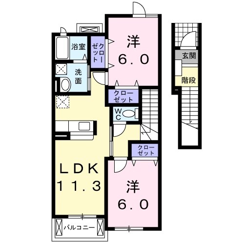 せきてらす前駅 徒歩97分 2階の物件間取画像