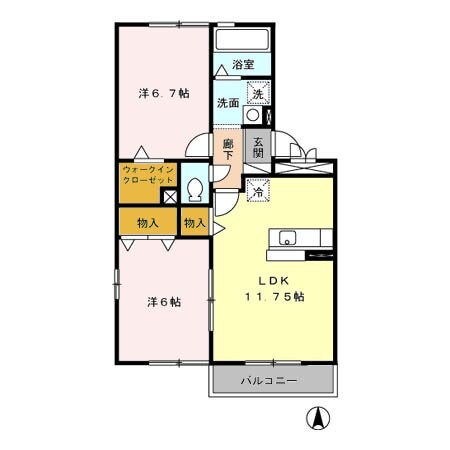 北方真桑駅 徒歩22分 2階の物件間取画像