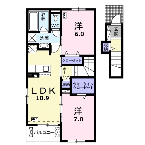 西岐阜駅 徒歩56分 2階の物件間取画像