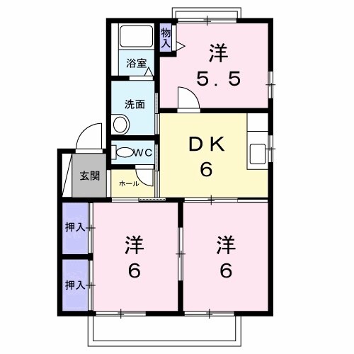 横屋駅 徒歩22分 2階の物件間取画像