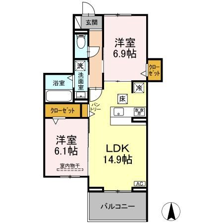 西岐阜駅 徒歩7分 1階の物件間取画像