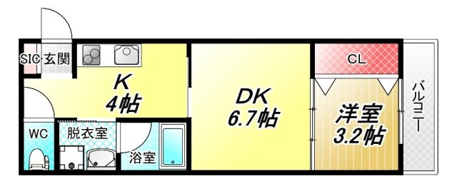 近鉄八尾駅 徒歩7分 2階の物件間取画像