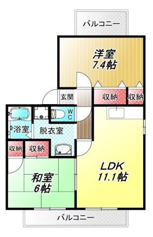 八尾南駅 徒歩22分 2階の物件間取画像