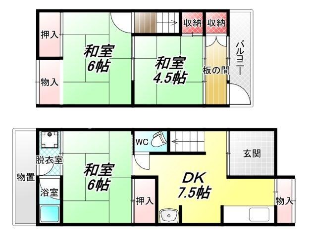 福万寺町南2丁目貸家の物件間取画像