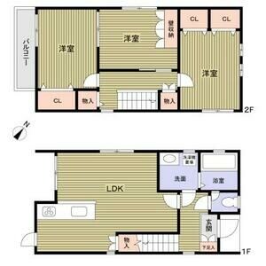 足代南戸建貸家の物件間取画像