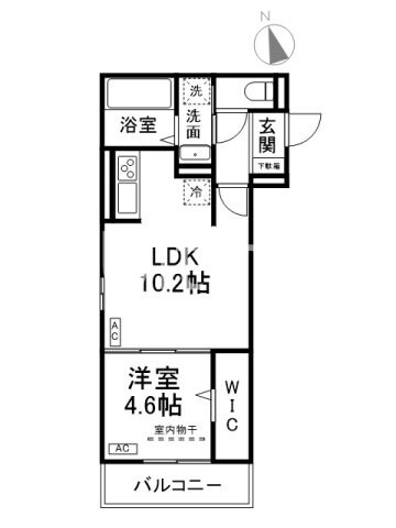 Ｄ-ＲＯＯＭ深草小久保町Ｃの物件間取画像