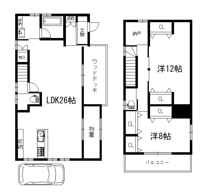 桃山町西尾貸家の物件間取画像