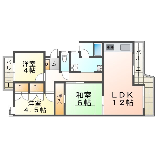 上甲東園千島ハイツの物件間取画像