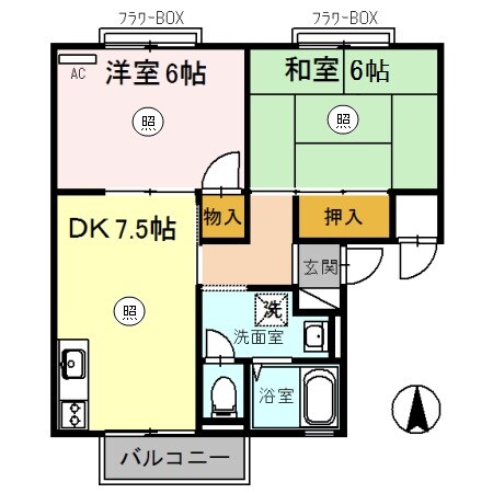 ホワイトヴィラ弐番館の物件間取画像