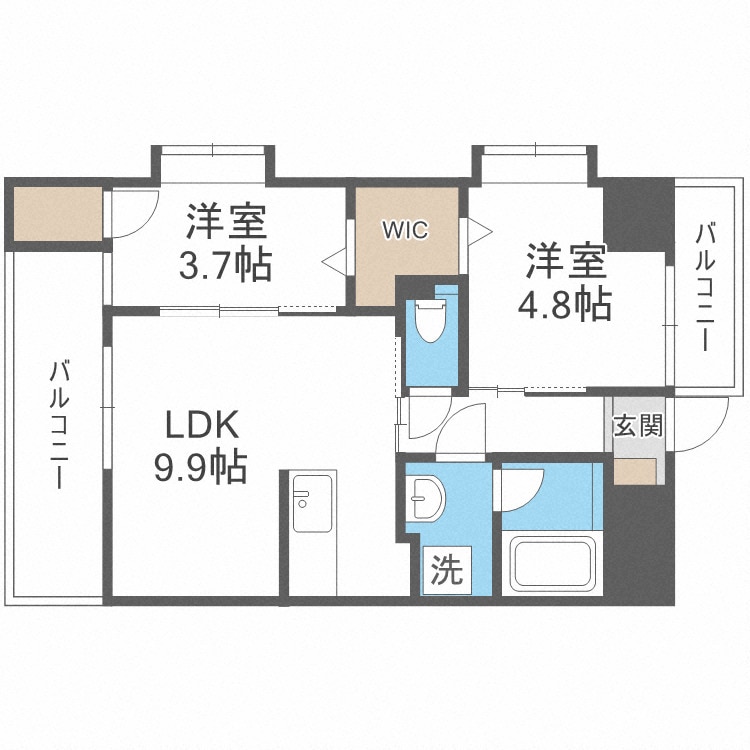 ニューリバー姪浜Ⅱの物件間取画像