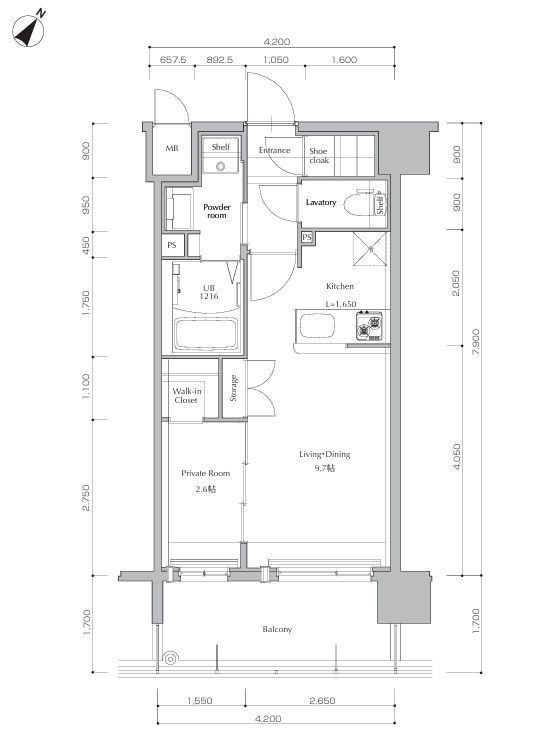 ネストピア博多Side　Terraceの物件間取画像