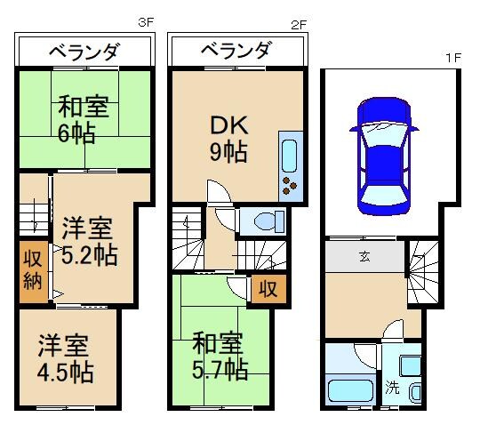 寝屋川市小路北町貸家 1階の物件間取画像