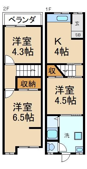 寝屋川市駅 徒歩18分 1階の物件間取画像