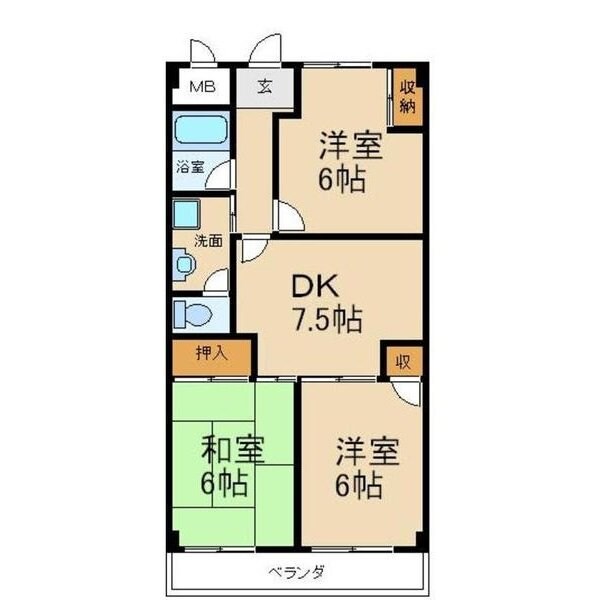グランデール（若葉町）の物件間取画像