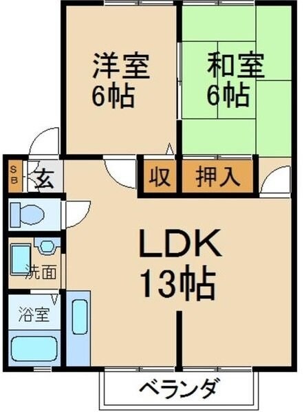 サンビレッジ高田Ａ棟の物件間取画像