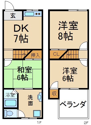 寝屋川市駅 徒歩22分 1階の物件間取画像
