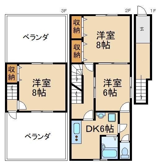 ハイツ（東大利町１０－１４）の物件間取画像