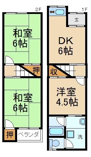 寝屋川市駅 徒歩26分 1階の物件間取画像