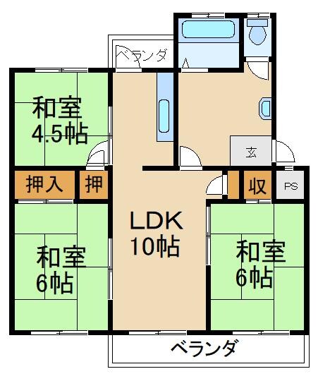 香里三井団地Ａ８５棟の物件間取画像