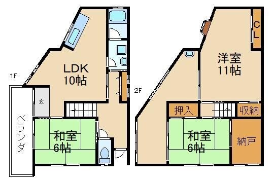 寝屋川市葛原新町貸家 1階の物件間取画像