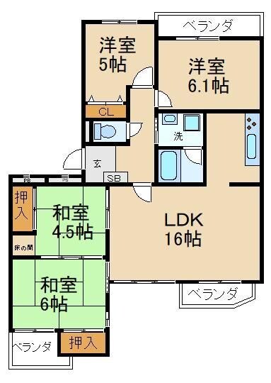 グリーンタウン枚方翠香園の物件間取画像