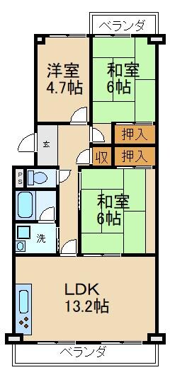 寝屋川東ファミリータウン西１番館の物件間取画像