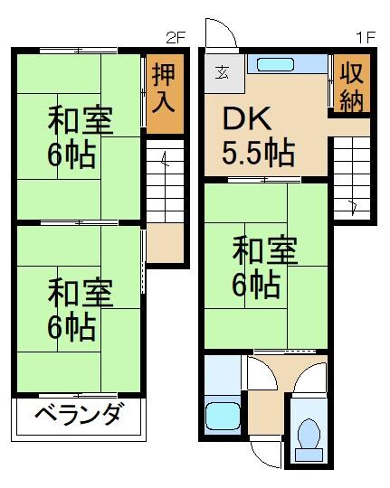 寝屋川市錦町テラスハウス 1階の物件間取画像
